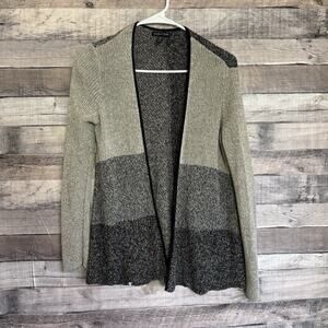 Eileen Fisher Cardigan Open Front Wool Linen Long Sleeve Nuetral Sz XS